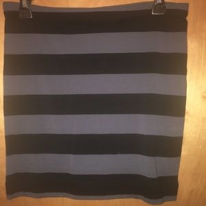 Grey and black striped bodycon skirt